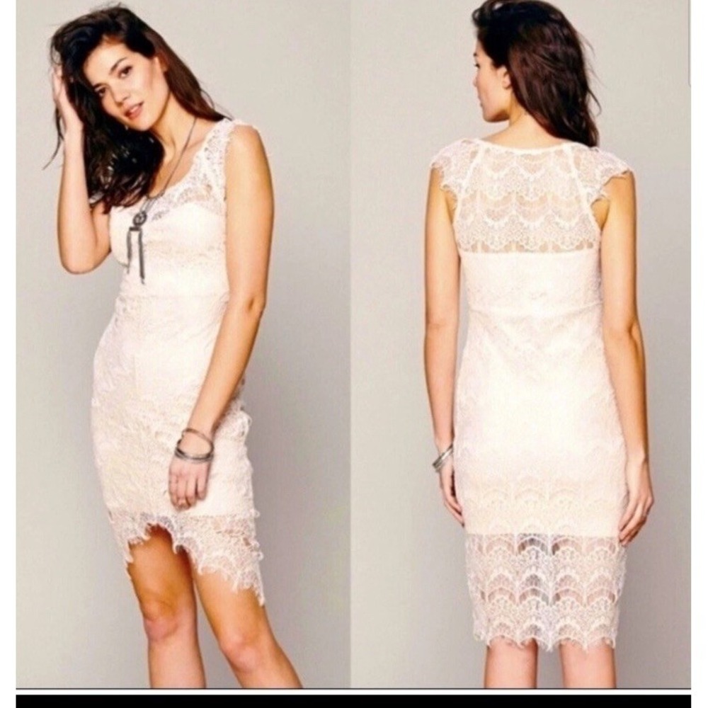 Intimately Free People Lace Fitted Bodycon Cream Dress‎ Boho Women's XS